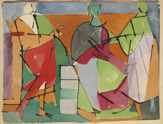 ROMARE BEARDEN (1911 - 1988) Untitled (Three Figures).